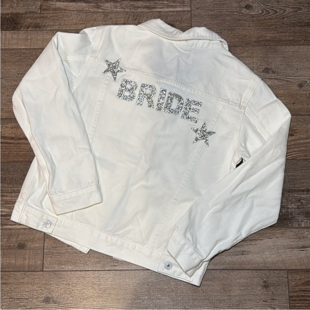 White Bride Denim Jacket with Silver Stars